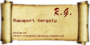 Rapaport Gergely névjegykártya